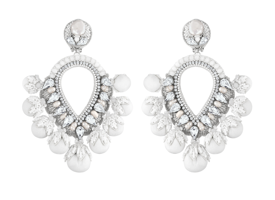 Claudette Snow Crystal Earrings